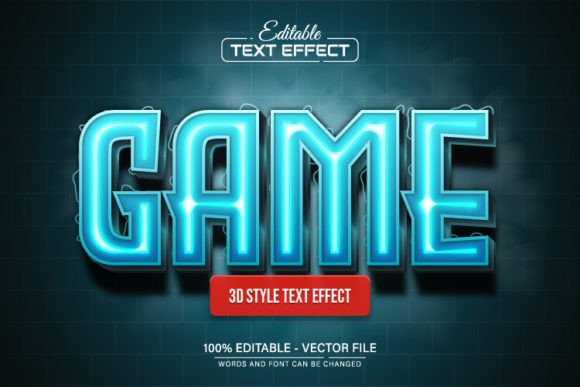 Download Game Blue Glowing Neon 3d Text Effect - Glowing Collection