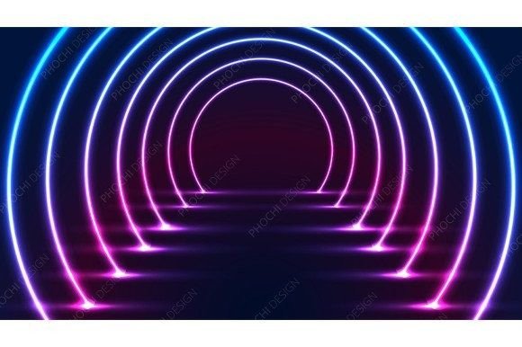 Download Glowing Neon Lighting Rounded Retro - Glowing Collection