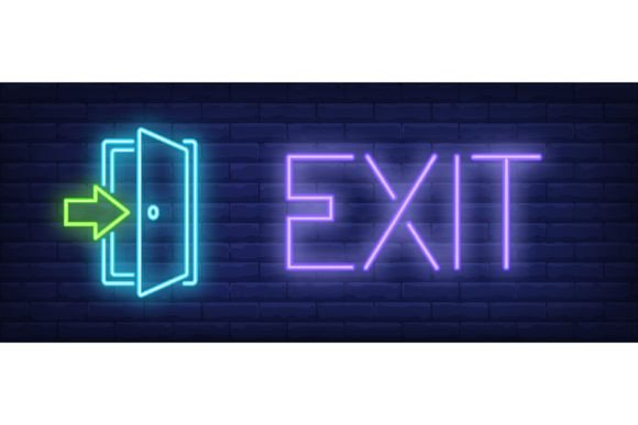 Download Exit Neon Sign. Glowing Inscription with - Glowing Collection
