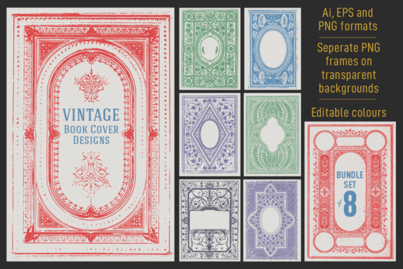 Download Vintage Book Cover Designs. Set of 8. - Book cover Collection