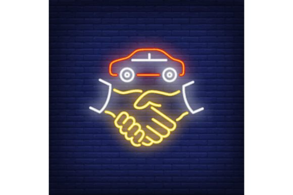 Download Car Deal Neon Sign. Glowing Hands with C - Glowing Collection